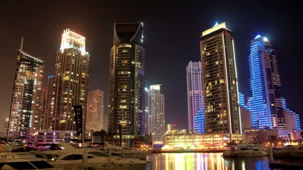 4 k noite magnífica Dubai Marina — Vídeo de Stock