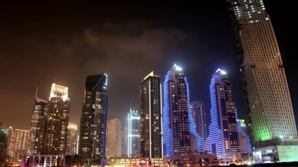 4 k noční Dubaj Marina — Stock video