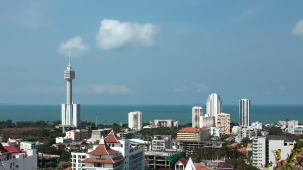 4 k widok Panorama miasta Pattaya i Zatokę Tajlandzką, Tajlandia — Wideo stockowe