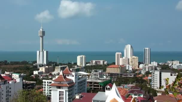 4 k Timelapse panoráma nyílik Pattaya city és a Sziámi-öbölre, Thaiföld — Stock videók