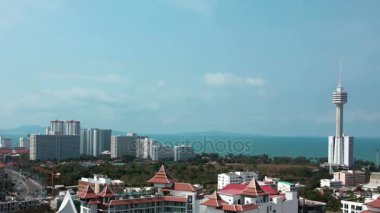 4 k Panorama manzara Pattaya city ve Körfez Siam, Tayland