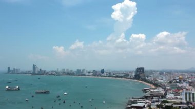 4 k Panorama görünümünü Tayland Pattaya Koyu'ndaki deniz manzarası