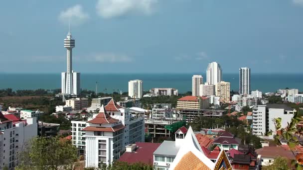 4 k Pattaya city és a Sziámi-öbölre — Stock videók