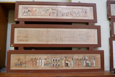 CAIRO, EGYPT, DECEMBER 12, 2019: Ancient Egyptian papyrus from museum of Egyptian antiquities in Cairo