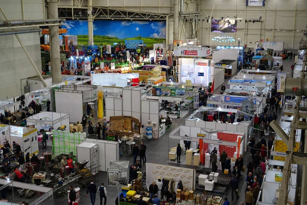 UKRAINE, KIEV, OCTOBER 29, 2019: People at agricultural exhibition in International Exhibition Center in Kiev, Ukraine