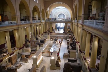 CAIRO, EGYPT, DECEMBER 11, 2019: People in museum of Egyptian antiquities in Cairo, known commonly as the Egyptian museum or museum of Cairo