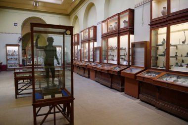 CAIRO, EGYPT, DECEMBER 12, 2019: Ancient Egyptian exhibits from museum of Egyptian antiquities in Cairo, known commonly as Egyptian museum or museum of Cairo