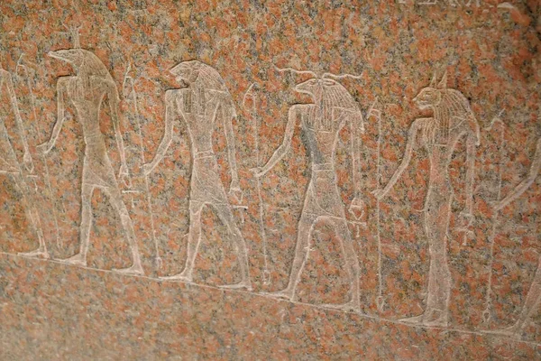 Starověký Obraz Bohů Hrobce Faraóna Muzea Egyptských Starožitností Káhiře Známé — Stock fotografie