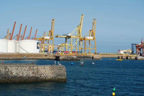 Santa Cruz Tenerife Kanarische Inseln Spanien September 2019 Kraniche Seehafen — Stockfoto