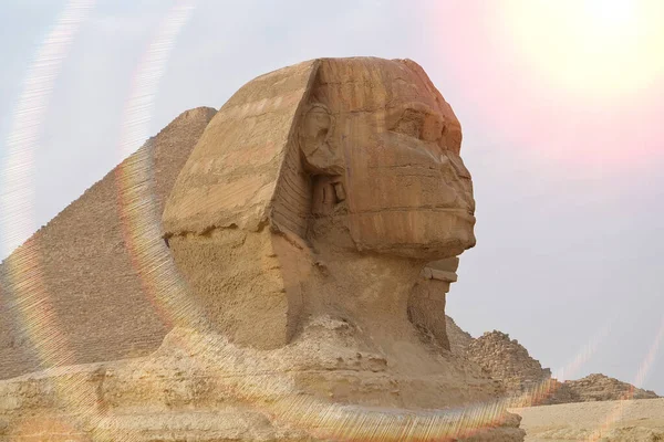 Great Sphinx Och Great Pyramid Giza Platå Även Känd Som — Stockfoto