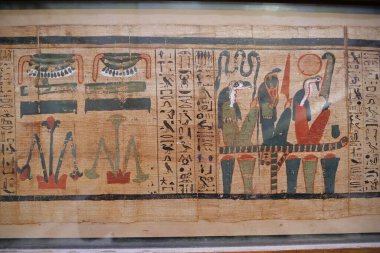 CAIRO, EGYPT, DECEMBER 12, 2019: Ancient Egyptian papyrus from museum of Egyptian antiquities in Cairo