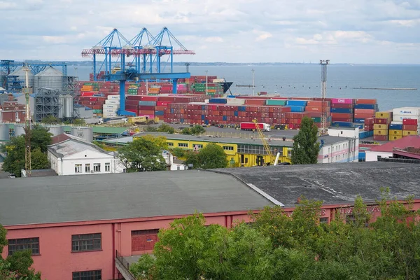 Ukraine Odessa September 2019 Panorama Odessa Port Largest Ukrainian Seaport — Stock Photo, Image