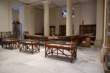 CAIRO, EGYPT, DECEMBER 12, 2019: Ancient Egyptian exhibits from museum of Egyptian antiquities in Cairo, known commonly as Egyptian museum or museum of Cairo