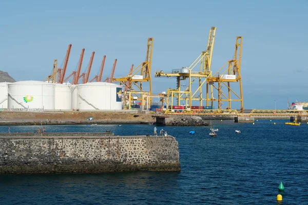 Santa Cruz Tenerife Islas Canarias España Septiembre 2019 Grúas Puerto — Foto de Stock