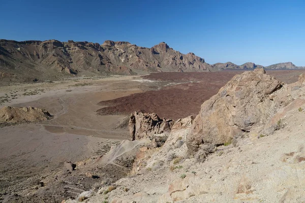 Caldera Van Vulkaan Teide Met Vaste Lava Klinker Eiland Tenerife — Stockfoto