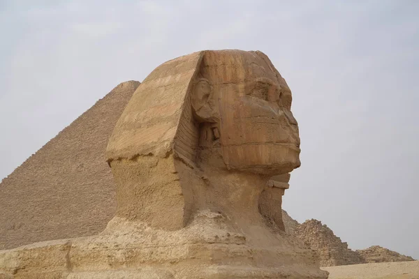 Great Sphinx Great Pyramid Giza Plateau Також Відома Піраміда Хуфу — стокове фото
