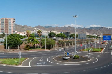 CANARY ISLANDS, SANTA CRUZ DE TENERIFE, SPAIN, SEPTEMBER 27, 2019: Road traffic in Santa Cruz de Tenerife, Canary islands