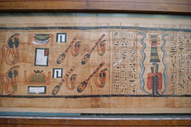 CAIRO, EGYPT, DECEMBER 12, 2019: Ancient Egyptian papyrus from museum of Egyptian antiquities in Cairo