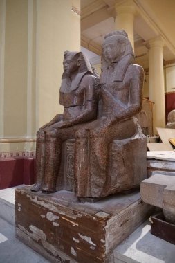 CAIRO, EGYPT, DECEMBER 12, 2019: Ancient Egyptian exhibits from museum of Egyptian antiquities in Cairo, known commonly as Egyptian museum or museum of Cairo