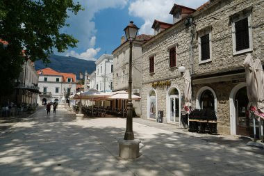 BOSNIA AND HERZEGOVINA, REPUBLIKA SRPSKA, TREBINJE, JULE 5, 2019: People on the street in Trebinje city, Republika Srpska, Bosnia and Herzegovina