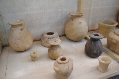 CAIRO, EGYPT, DECEMBER 12, 2019: Ancient Egyptian exhibits from museum of Egyptian antiquities in Cairo, known commonly as Egyptian museum or museum of Cairo