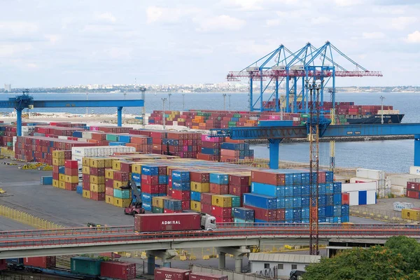 Ukraine Odessa September 2019 Road Traffic Bridge Odessa Sea Port — Stok fotoğraf