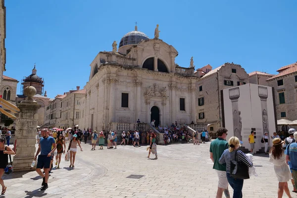 Dubrovnik Croatie Juin 2019 Personnes Près Église Saint Vlaho Dans — Photo