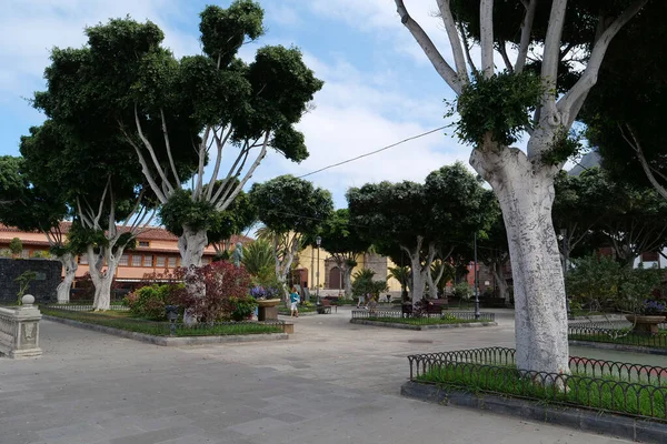 Personas Plaza Ciudad Garachico Isla Tenerife Islas Canarias España — Foto de Stock