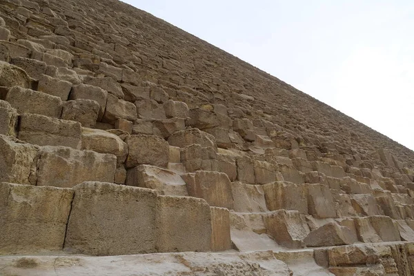 Μπλόκα Της Μεγάλης Πυραμίδας Της Γκίζας Επίσης Γνωστή Πυραμίδα Του — Φωτογραφία Αρχείου