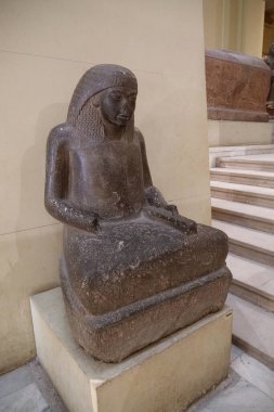 CAIRO, EGYPT, DECEMBER 12, 2019: Ancient Egyptian exhibits from museum of Egyptian antiquities in Cairo, known commonly as Egyptian museum or museum of Cairo