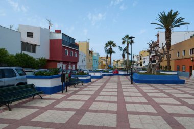 SPAIN, TENERIFE ISLAND, PUNTA BRAVA, SEPTEMBER 26, 2019: Buildings in Punta Brava small town near Puerto de la Cruz city on Tenerife island, Canary islands, Spain