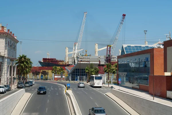 Durres Albania Julio 2019 Tráfico Por Carretera Cerca Del Puerto — Foto de Stock