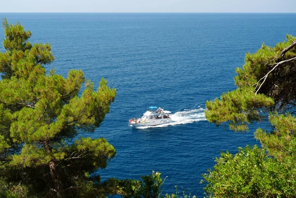 Adriatic Sea Montenegro July 2019 Pleasure Boat People Adriatic Sea — Stock Photo, Image