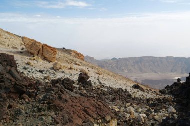 Volkan Teide 'li Caldera. Katı lav ya da tokmak ile, Tenerife Adası, Kanarya Adaları, İspanya