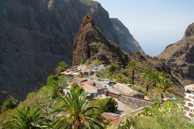 Masca dağ köyü ve vadi, Tenerife adası, Kanarya adaları, İspanya. 1496 'da İspanyol istilasından önce antik Guanche yerleşkesi.