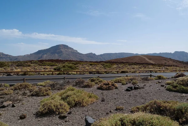 Δρόμος Μέσα Στην Καλντέρα Του Ηφαιστείου Teide Στερεοποιημένη Λάβα Τενερίφη — Φωτογραφία Αρχείου