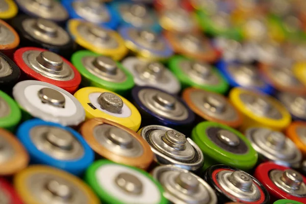 Wiele Kolorowych Baterii Używanych Obrazek Stockowy