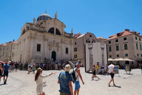 Dubrovnik Croatia June 2019 People Saint Vlaho Church Dubrovnik Old — 스톡 사진
