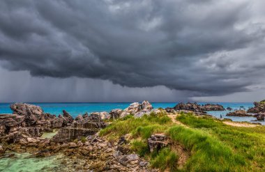 Fırtına tütün Bay Beach deki St. George's Bermuda
