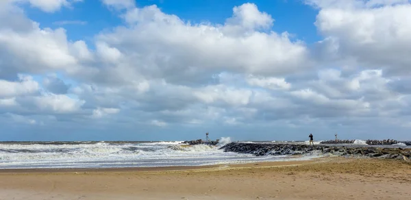 Stranden i New Jersey Shore vid Manasquan inlopp Royaltyfria Stockfoton