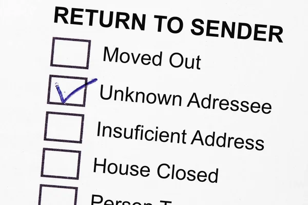 Return To Sender — Stock Photo, Image