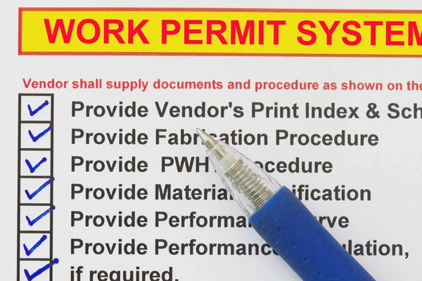 Sistema de permiso de trabajo —  Fotos de Stock