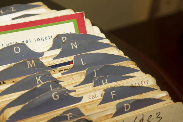 Close-up of vintage index card file holder — Stock Photo, Image