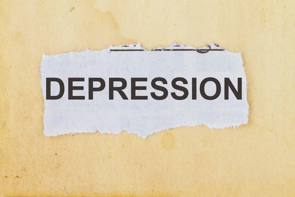 Depression word written on a newspaper cut out — Stock Photo, Image