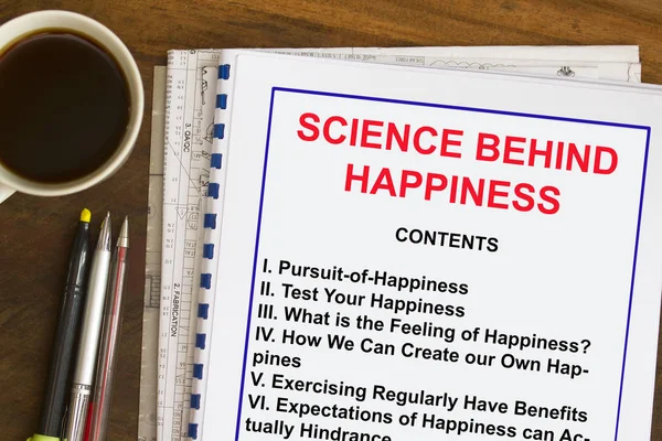 Bilim mutluluk kavramı-test ve mutluluğun peşinde — Stok fotoğraf