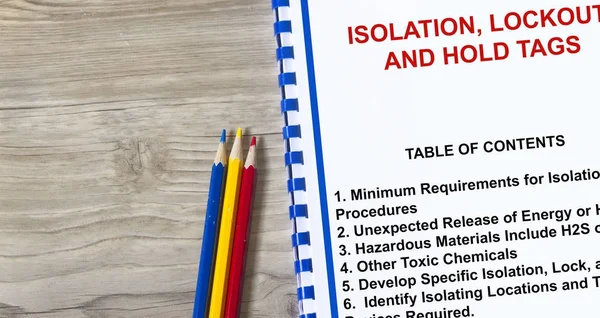 Isolatie, lockout en hold labels concept — Stockfoto