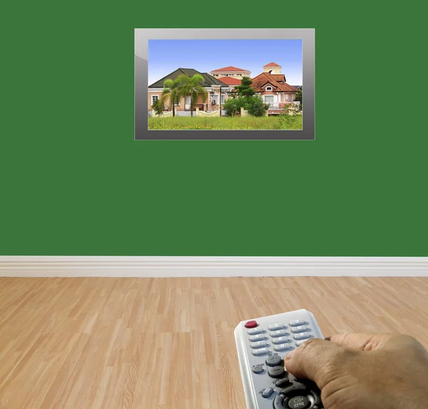 Interieur van een huis-groene muur — Stockfoto