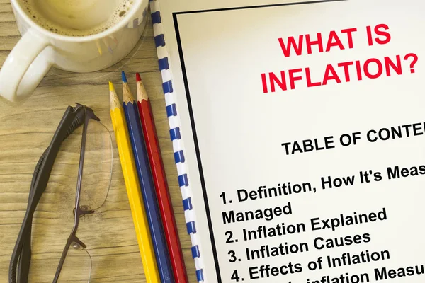 Inflationsföreläsning med ämnen på ett förtäckt blad av en föreläsning — Stockfoto