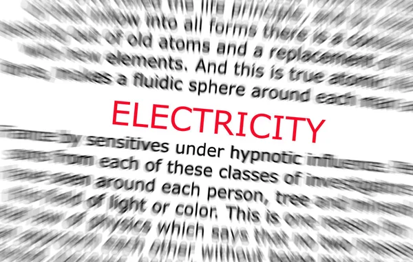 Определение слова электричества радиально размыто — стоковое фото
