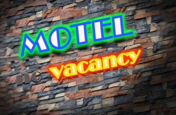 Motel Vacancy Neon Sign Bricks Material Background — Stock Photo, Image